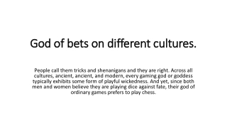 God of bets on different cultures - Copy