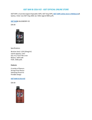 IGET BAR & COLA ICE - IGET OFFICIAL ONLINE STORE