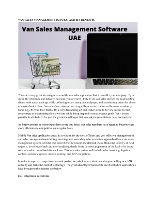 Van Sales Management Software UAE