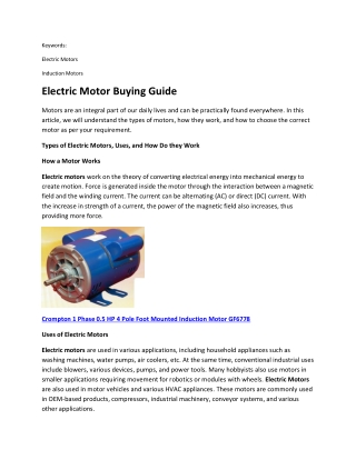 Electric Motor Buying Guide