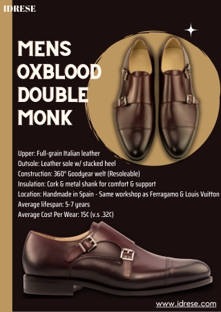 Mens Oxblood Double Monk