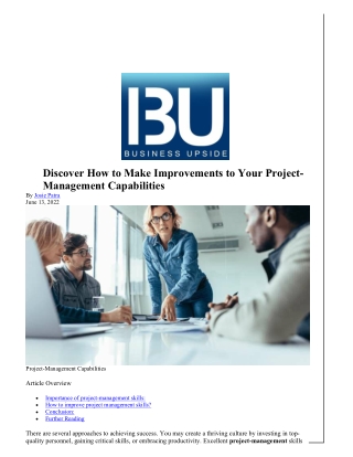 Discover How to Make Improvements to Your Project-Management Capabilities