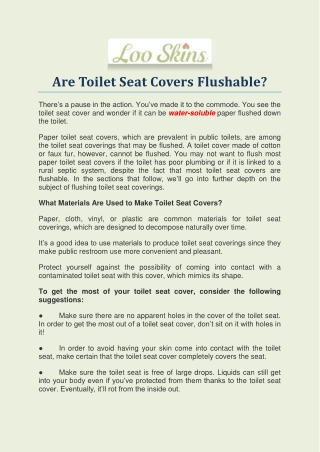 Are Toilet Seat Covers Flushable?