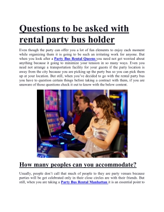 Questions to be asked with rental party bus holder