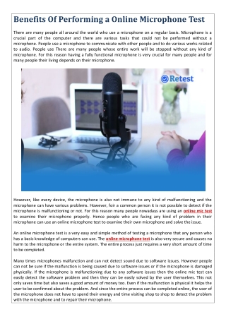 Benefits Of Performing a Online Microphone Test