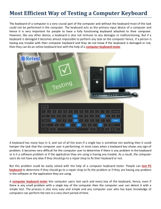 Most Efficient Way of Testing a Computer Keyboard