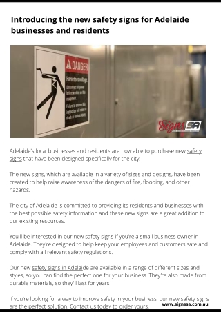 Introducing the new safety signs for Adelaide businesses and residents
