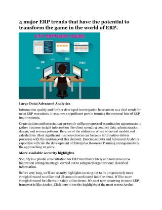 4 major ERP trends that have the potential to transform the game in the world of ERP.