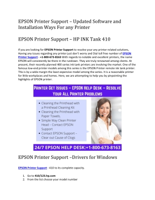 EPSON Printer Support – Updated Software and Installation Ways For any Printer