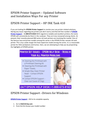 EPSON Printer Support – Updated Software and Installation Ways For any Printer