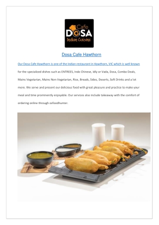 $5 off - Dosa Cafe Best Indian Restaurant Hawthorn, VIC