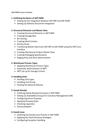 SAP EWM Consultant | SAP EWM Technical Training | SAP EWM Overview ppt