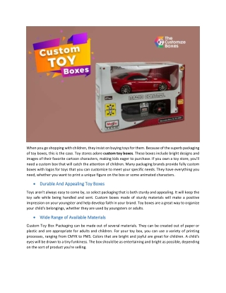 How to Secure your Toy Product by Using Custom Toy Boxes?