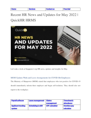 Recent HR News and Updates for May 2022 _ QuickHR HRMS Software Singapore