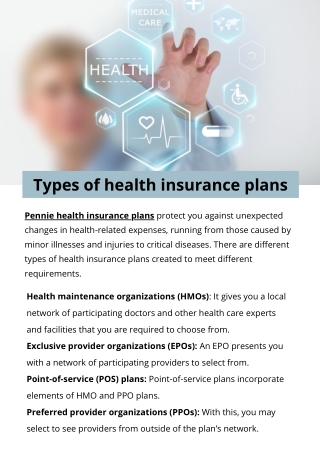 Types of health insurance plans