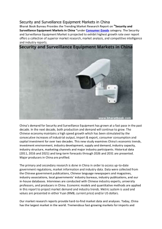 Security and Surveillance Equipment Markets in China