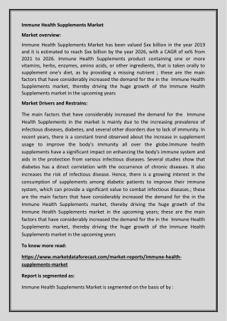 Immune Health Supplements Market pdf