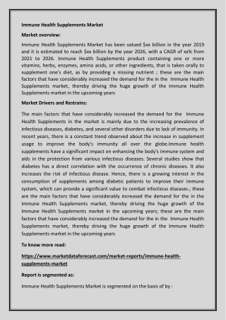 Immune Health Supplements Market pdf