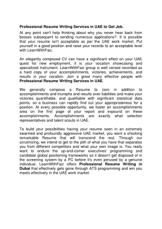 Professional Resume Writing Services in UAE