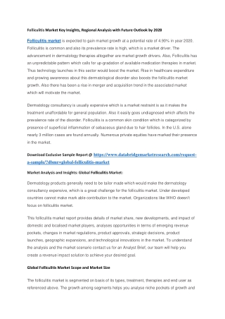 Folliculitis Market Key Insights, Regional Analysis with Future Outlook by 2028
