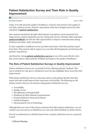 Patient Satisfaction Survey and Their Role innbspQuality Improvement