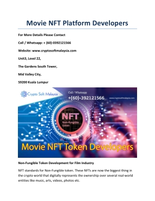 Movie NFT Platform developers