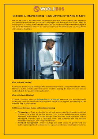 Dedicated V/s Shared Hosting – 5 Key Differences You Need To Know