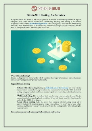Bitcoin Web Hosting: An Overview - WORLDBUS