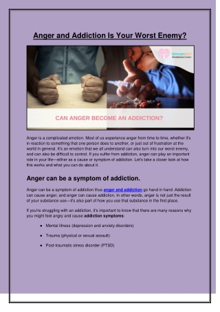 Anger and Addiction Is Your Worst Enemy