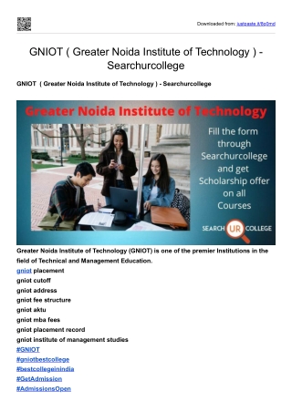 GNIOT  ( Greater Noida Institute of Technology ) - Searchurcollege