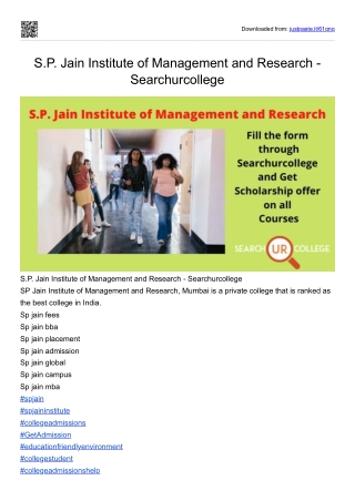 S.P. Jain Institute of Management and Research - Searchurcollege