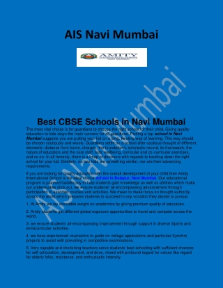 Best CBSE Schools in Navi Mumbai