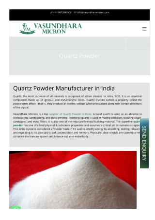 Quartz Powder Manufacturer in India