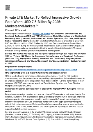 Private LTE Market To Surpass USD 7.5 billion Threshold By 2025