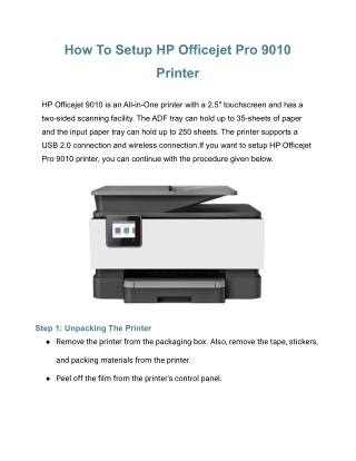 How To Setup HP Officejet Pro 9010? | Steps To Know