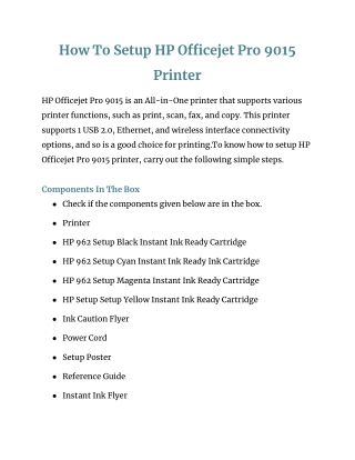 How To Setup HP Officejet Pro 9015 Printer? | Guide
