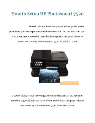 How To Setup HP Photosmart 7520? - Get Our Simple Instructions