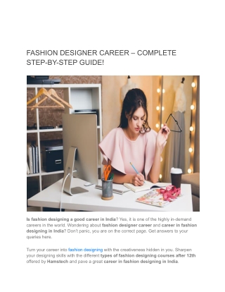 The Best Guide For Career In Fashion Designing In India