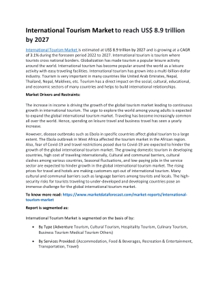 International Tourism Market