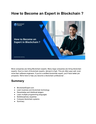 How to Become an Expert in Blockchain