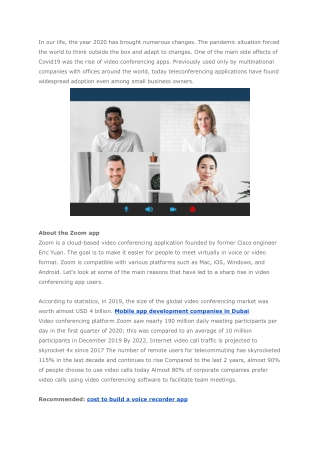 Video conferencing applications development cost - Google Docs