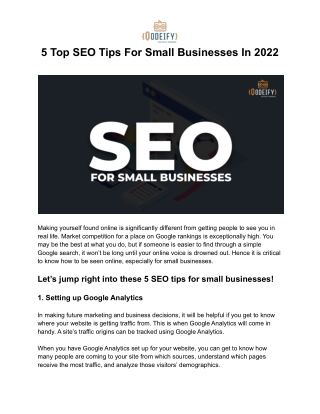 5 Top SEO Tips For Small Businesses In 2022