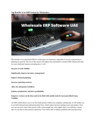 Wholesale ERP Software UAE