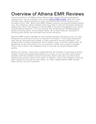 Overview of Athena EMR Reviews