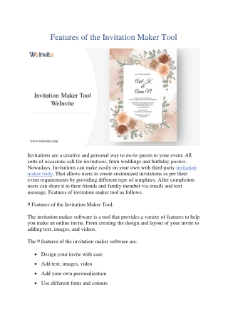 9 Features of the Invitation Maker Tool