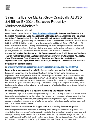 Sales Intelligence Market Grow drastically at USD 3.4 billion By 2024