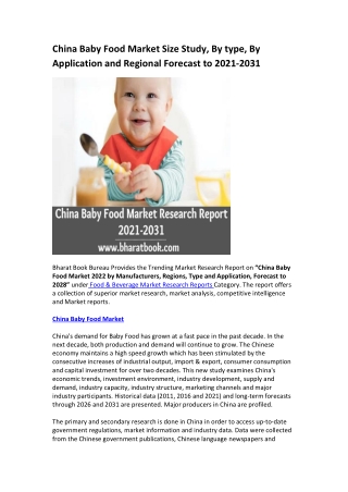 China Baby Food Market Research Report 2021-2031