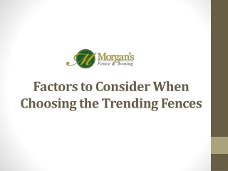 Factors to Consider When Choosing the Trending Fences