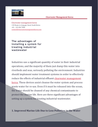 The advantages of installing a system for treating industrial wastewater