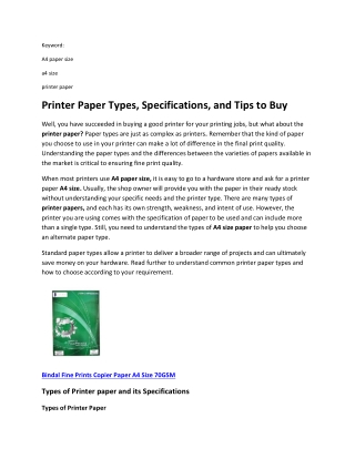 Printer Paper Types, Specifications, and Tips to Buy